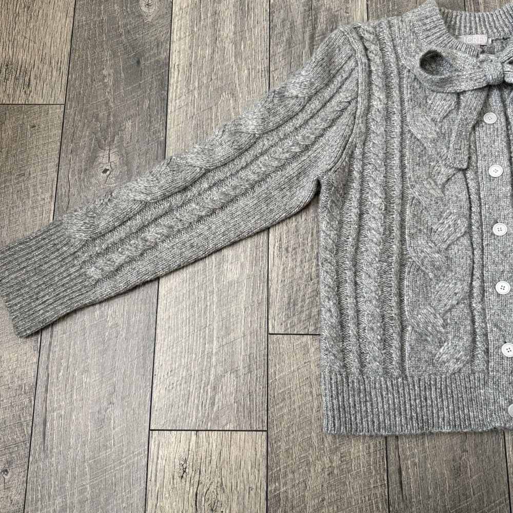 J.Crew Cardigan Coquette Sweater Gray Wool Alpaca Blend Cottage Preppy Womens M - Picture 10 of 16